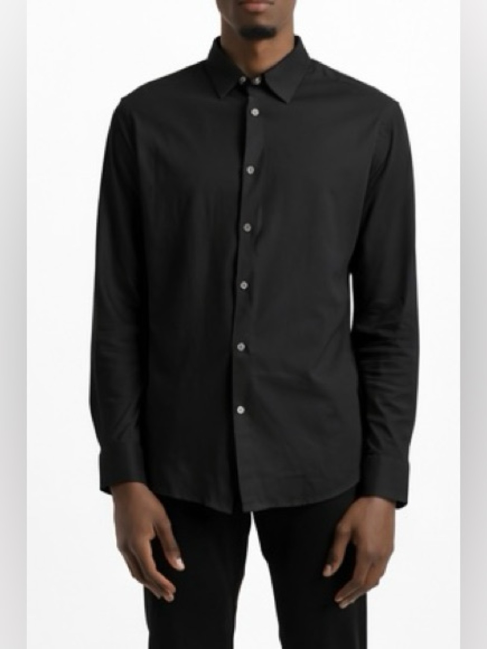 NWT - Soft Cloth Italian Woven Stretch Point Collar Button Down Shirt Black XL